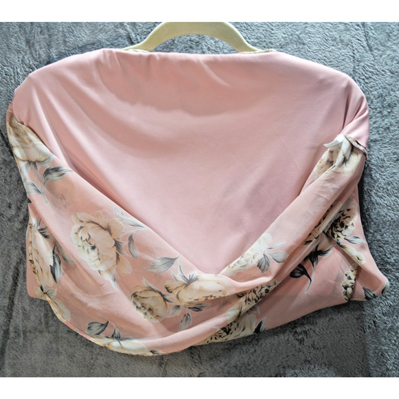 C by Bloomingdale’s Blush Floral Tank Top XL Sleeveless Lined Chiffon Blouse - Picture 4 of 7